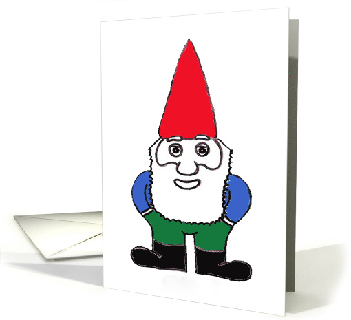 Drawing of a Santa Gnome and 3 Stages of Life on Christmas card