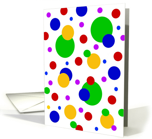 Blank Note Card, Colorful Floating Polka Dots card (1019003)