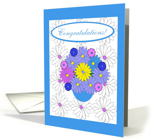 Congratulations!, General, Gerber Daisies and Pansies, blank card