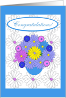Congratulations!, General, Gerber Daisies and Pansies, blank card
