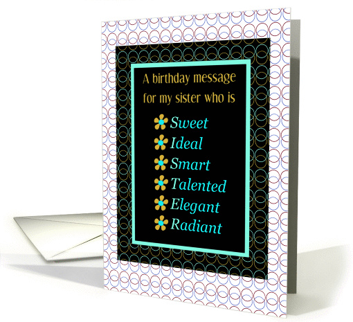 Sister, Happy Birthday, Acrostic Flowery Compliments card (1046281)