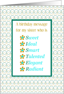 Little Sister, Happy Birthday,Compliments, Acrostic card