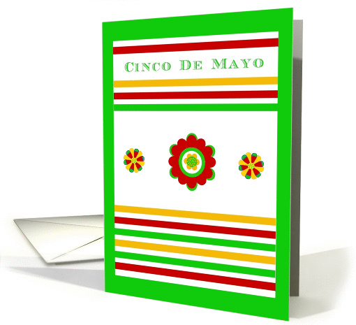 Happy 1st Cinco de Mayo! Mexican Floral and Stripe Design card