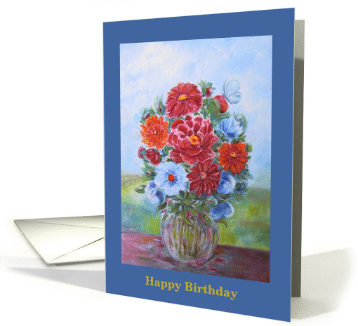Fiancee, Happy Birthday, Beautiful Still Life with Flowers card