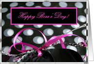 Happy Boss’s Day! Black White & Pink Polka Dot Gift card