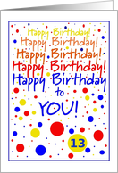 Happy Birthday, 13 year old card