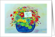 Thank You! Big Blue Pot of Flowers card