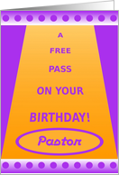 Pastor, Happy Birthday Pass-Funny Haha card