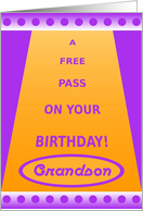 Grandson, Birthday Pass-Funny Haha card