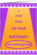Granddaughter, Birthday Pass-Funny Haha card