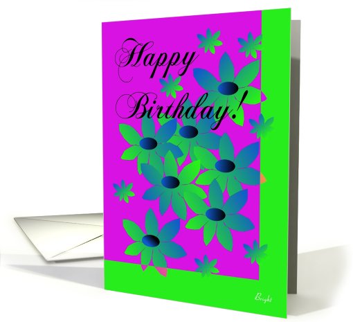 Happy Birthday! Pink and Green Posies card (590953)