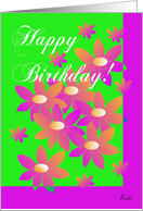 Happy Birthday! Pink and Green Posies card