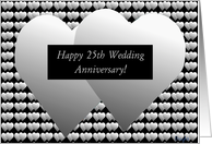 25th Wedding Anniversary, Two Silver Hearts and Offspring card