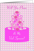Veil Sponsor, Wedding Party Invitation, Floral Cake card