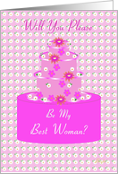 Best Woman, Wedding Party Invitation, Floral Cake card