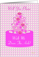 Walk Me Down the Aisle, Wedding Party Invitation, Floral Cake card