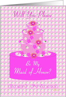 Best Friend, Maid of Honor, Wedding Party Invitation, Floral Cake card