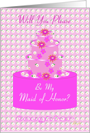 Daughter, Maid of Honor, Wedding Party Invitation, Floral Cake card