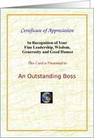 Boss’s Birthday, Certificate of Appreciation card