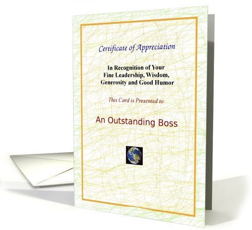 Boss, Thank You, Certificate of Appreciation card (608966)