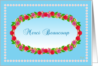Merci Beaucoup, French Thank You, Oval Garden Wreath card