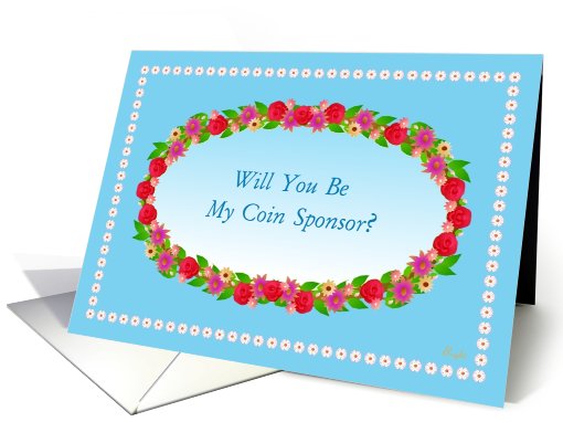 Coin Sponsor,Wedding Party Invitation,Flower Garden Wreath card