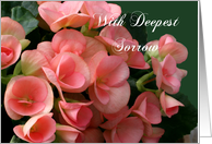 Business Sympathy ,With Deepest Sorrow, Beautiful Begonias, In Lieu of Flowers card