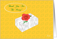 Thank You for the Party, White Gift Box with Huge Flower and Bud card