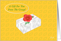 Retirement Gift from All of Us, White Gift Box with Huge Flower and Bud card