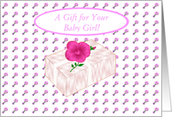 GIft for Baby Girl, Fancy Gift Box with Rattles and Flower with Bud card