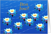 Bon Jour!, Water Lilies Floating On A Pond card