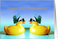 25th, Happy Anniversary, Two Yellow Ducks card