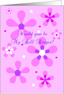 Bell Ringer, Wedding, Bridal Party, Pretty Pink Flowers card
