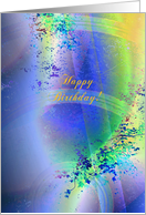Happy Birthday, Summer Leaves, Abstract Digital Art card