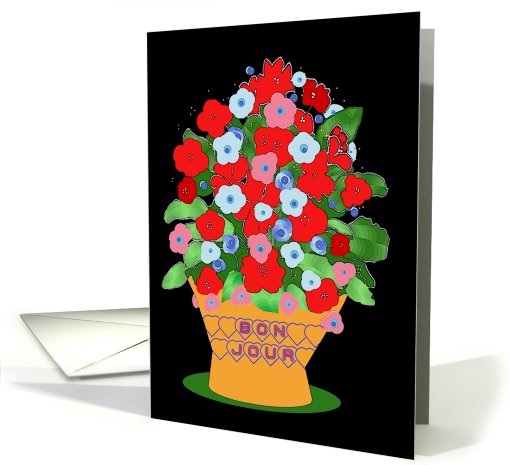 Bon Jour, Floral Planter blank inside card (776911)