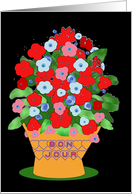Bon Jour, Floral Planter blank inside card