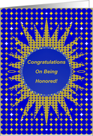 Congrats on Being Honored! Star Burst in Blue and Gold card