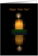 Happy Name Day! Candle, Flame, and Reflection, Humor card