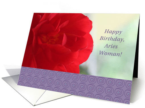 Aries Woman, Happy Birthday, Red Begonia card (848829)