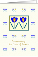 Annoucing the Birth of Twin Girls, Two Tulips, Graphic Design card