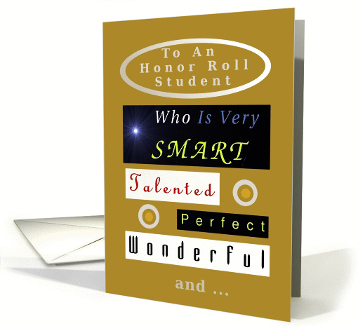 Congratulations, Academic Achievement Honor Roll, Compliments card