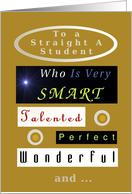 Congratulations, Academic Achievement Straight As, Compliments card