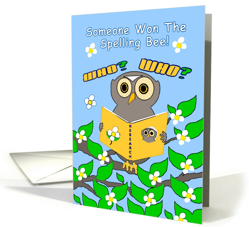 Congratulations, Academic Achievement, Spelling Bee, Wise Owl card