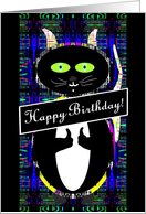 Happy Birthday Colleague, Techno Cat with Thumbs Up! card