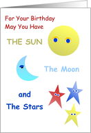 Teen, Happy Birthday, Sun, Moon, and Stars, Humor card