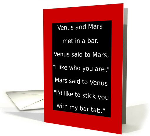 Adult, Sexy, Happy Birthday, Venus and Mars Joke Around - Humor card