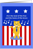 Happy Birthday, Patriotic Cat Singing The Star Spangled Banner card