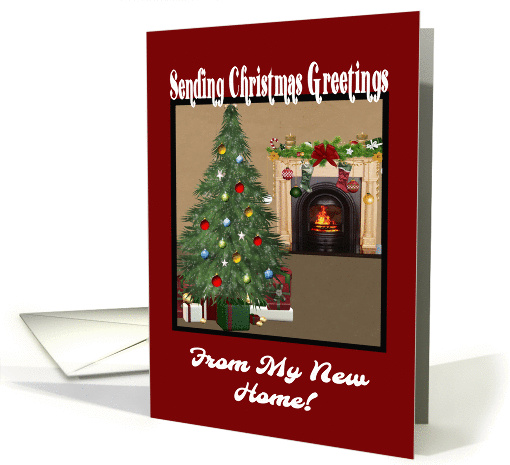 Cozy Fireplace My New Address Christmas card (1453778)