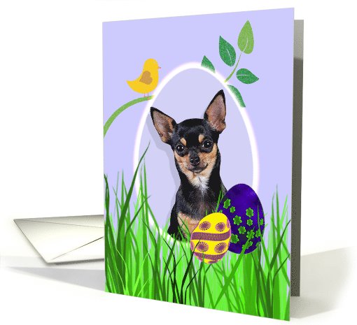 Easter Card featuring a black and tan Chihuahua card (793989)