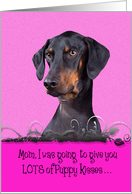 Mothers Day Licker License - featuring a Doberman Pinscher with natural ears card